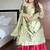Olive & crimson moss satin sharara set