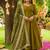 Olive green german chiffon embroidered gown with palazzo & dupatta | fully stitched ready-to-wear