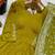 Olive green german chiffon embroidered gown with palazzo & dupatta | fully stitched ready-to-wear