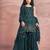 Women's teal georgette sleeveless kurta, sharara & dupatta set with abstract sequin embroidery