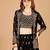 Women's black georgette crop top, palazzo & embroidered jacket set – sequins work, ready to wear, festive & wedding wear