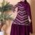 Women's embroidered wine color silk georgette kurta, sharara & dupatta set