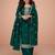 Women's embroidered green silk ready-to-wear salwar suit set with dupatta