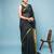 Black Blended Cotton Saree With Golden Border