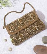 Osty diyaara – premium hand zari embroidered bridal clutch with dual carrying options-gold