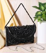 Orlina – premium hand embroidered designer clutch by osty-black