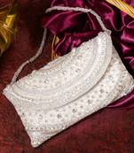 Orlina – premium hand embroidered designer clutch by osty-white