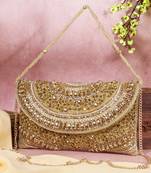 Orlina – premium hand embroidered designer clutch by osty-gold