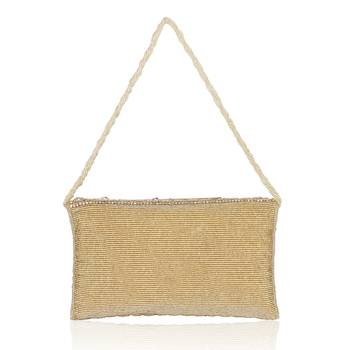 Osty roshni – premium hand zari embroidered bridal clutch with dual handle options-gold 3