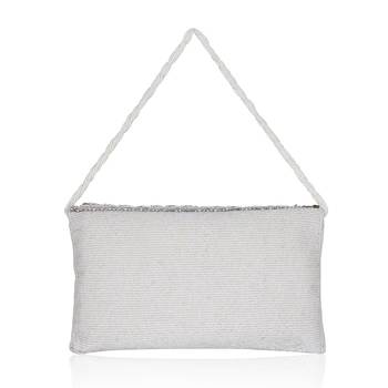 Osty roshni – premium hand zari embroidered bridal clutch with dual handle options-white 3