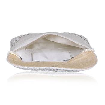 Osty roshni – premium hand zari embroidered bridal clutch with dual handle options-white 4