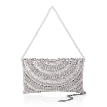 Osty ruhani – luxury hand-zari embroidered bridal clutch with dual carrying options-white 2