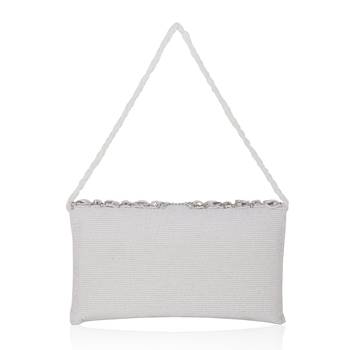 Osty ruhani – luxury hand-zari embroidered bridal clutch with dual carrying options-white 3