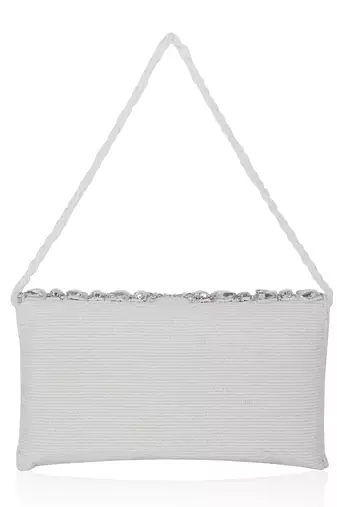 Osty ruhani – luxury hand-zari embroidered bridal clutch with dual carrying options-white