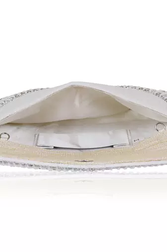 Osty ruhani – luxury hand-zari embroidered bridal clutch with dual carrying options-white