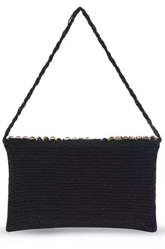 black zari handcrafted clutch bag with dual strap luxury