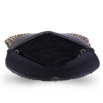 black zari handcrafted clutch bag with dual strap luxury 4