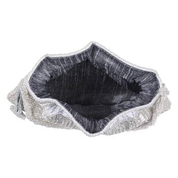 Luxury handcrafted bridal potli bag for women - golden glam embellished zari beaded purse-silver 4