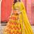 Yellow Printed Embroidered Taby Silk Trendy Lehenga Choli