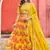 Yellow Printed With Embroidered Taby Silk Lehenga Choli