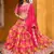 Hot Pink Printed With Embroidered Taby Silk Lehenga Choli