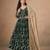 Dark green faux georgette embroidered wedding anarkali style gown
