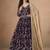 Dark purple faux georgette embroidered wedding anarkali style gown