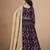 Dark purple faux georgette embroidered wedding anarkali style gown
