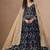 Navy blue faux georgette embroidered wedding anarkali style gown