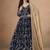 Navy blue faux georgette embroidered wedding anarkali style gown