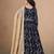 Navy blue faux georgette embroidered wedding anarkali style gown