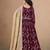 Maroon faux georgette embroidered wedding anarkali style gown