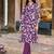 Floral Printed Shirt Collar A-Line Kurta With Pyjama