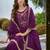 Purple color vichitra silk fabric stitched salwar kameez for ceremonial looks