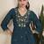 Teal color viscose fabric resham embroidered readymade salwar suit
