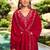 Red color beautiful ceremonial shimmer silk fabric embroidered girls suit
