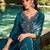 Teal color beautiful ceremonial shimmer silk fabric embroidered girls suit