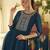 Blue color beautiful embroidered vichitra silk fabric ceremonial suit