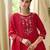 Red color beautiful embroidered vichitra silk fabric ceremonial suit