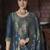 Teal color ethnic woven designer banarasi silk beautiful readymade suit