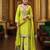 Lemon color chinon fabric designer embroidery work graceful palazzo dress