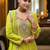 Lemon color chinon fabric designer embroidery work graceful palazzo dress
