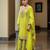 Lemon color chinon fabric designer embroidery work graceful palazzo dress