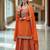 Orange color chinon fabric designer embroidery work graceful palazzo dress