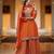 Orange color chinon fabric designer embroidery work graceful palazzo dress