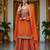 Orange color chinon fabric designer embroidery work graceful palazzo dress