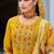 Yellow color viscose fabric designer embroidered readymade suit