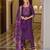 Purple color viscose fabric designer embroidered readymade suit