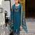 Teal color viscose fabric designer embroidered readymade suit