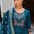 Teal color viscose fabric designer embroidered readymade suit